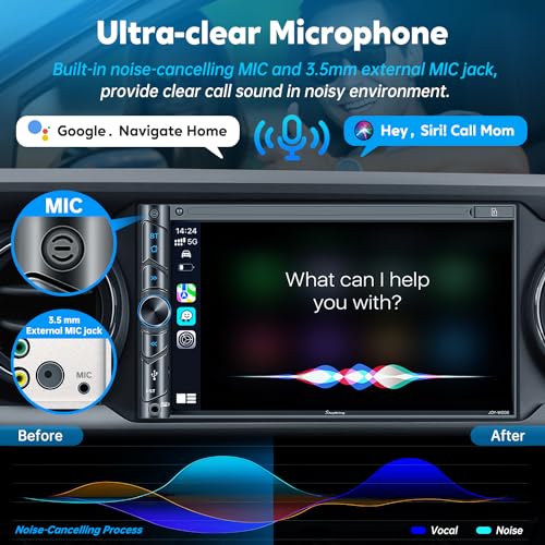 Wireless Double Din Car Stereo with Carplay, Android Auto, Bluetooth, 7" Touchscreen, Backup Camera C91924
