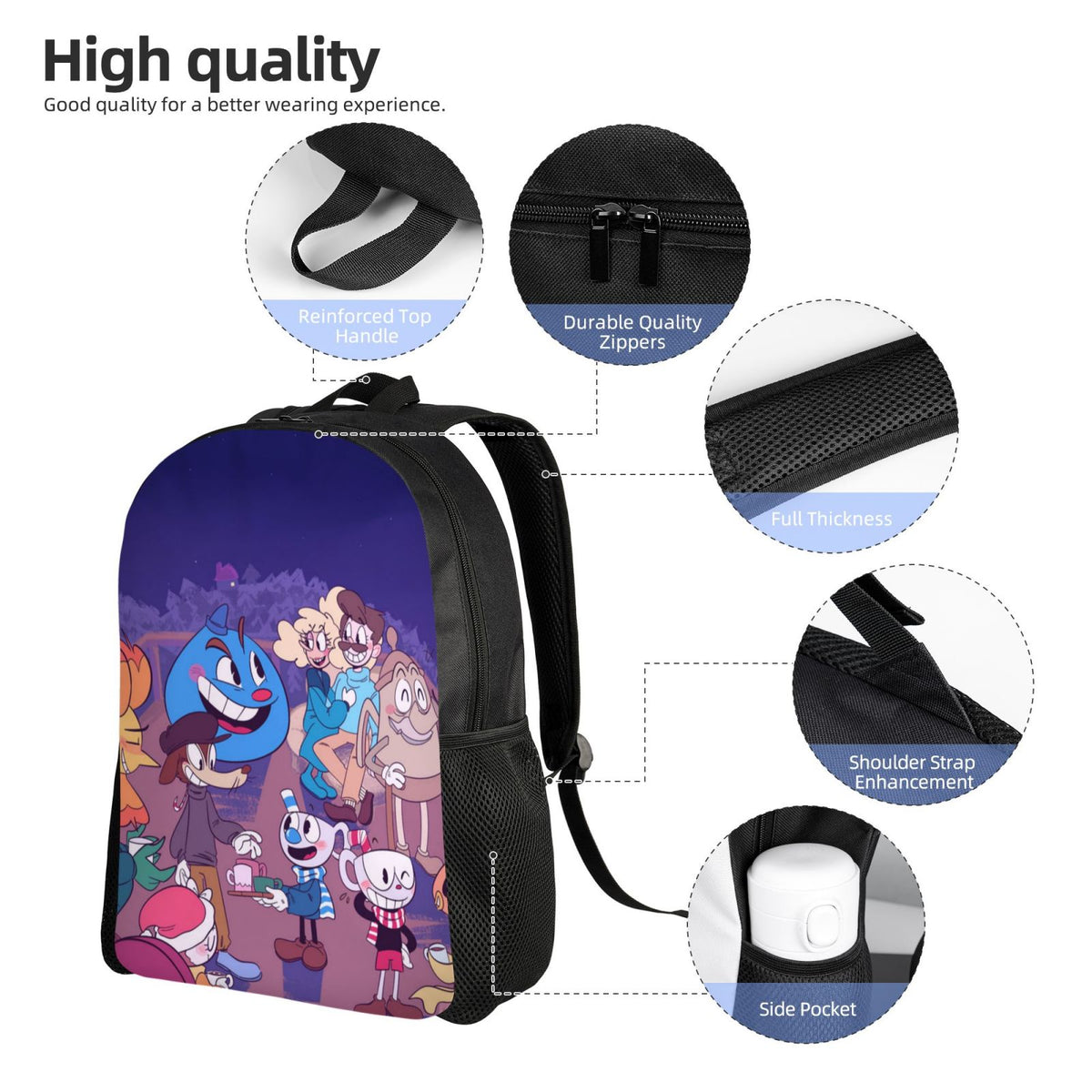 Mugman Backpack Lightweight Unisex Daypack Bookbag Laptop Satchel Rucksack Q709