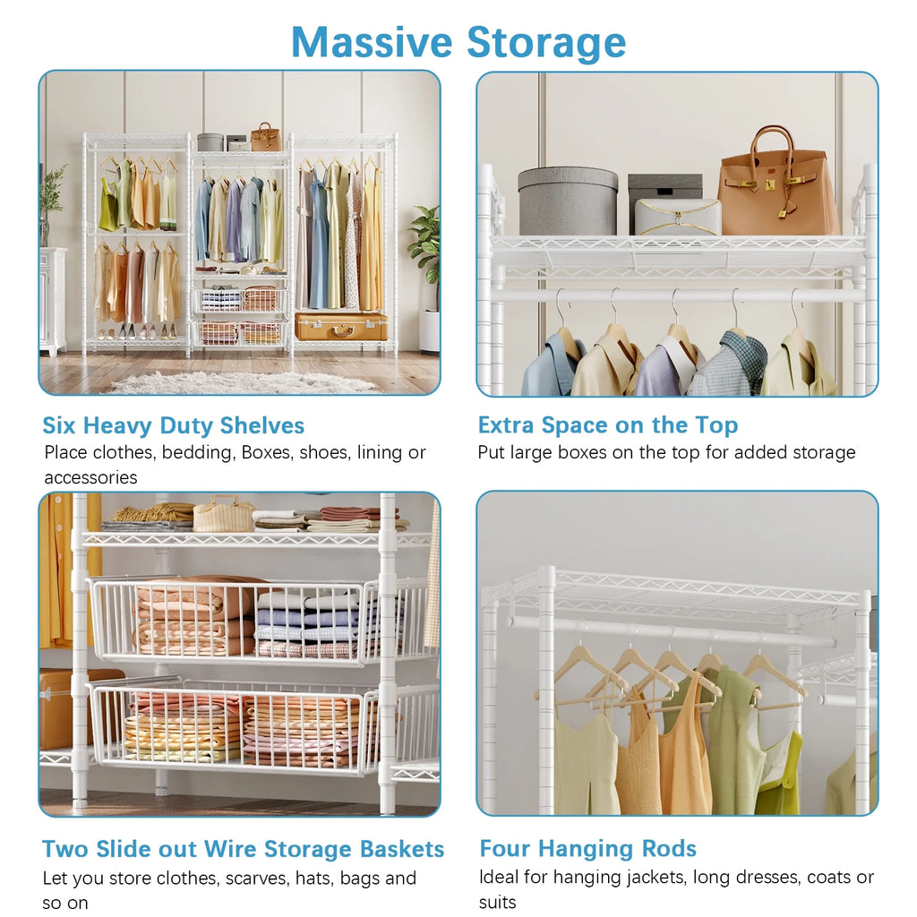 White Adjustable Wire Clothing Rack F11787