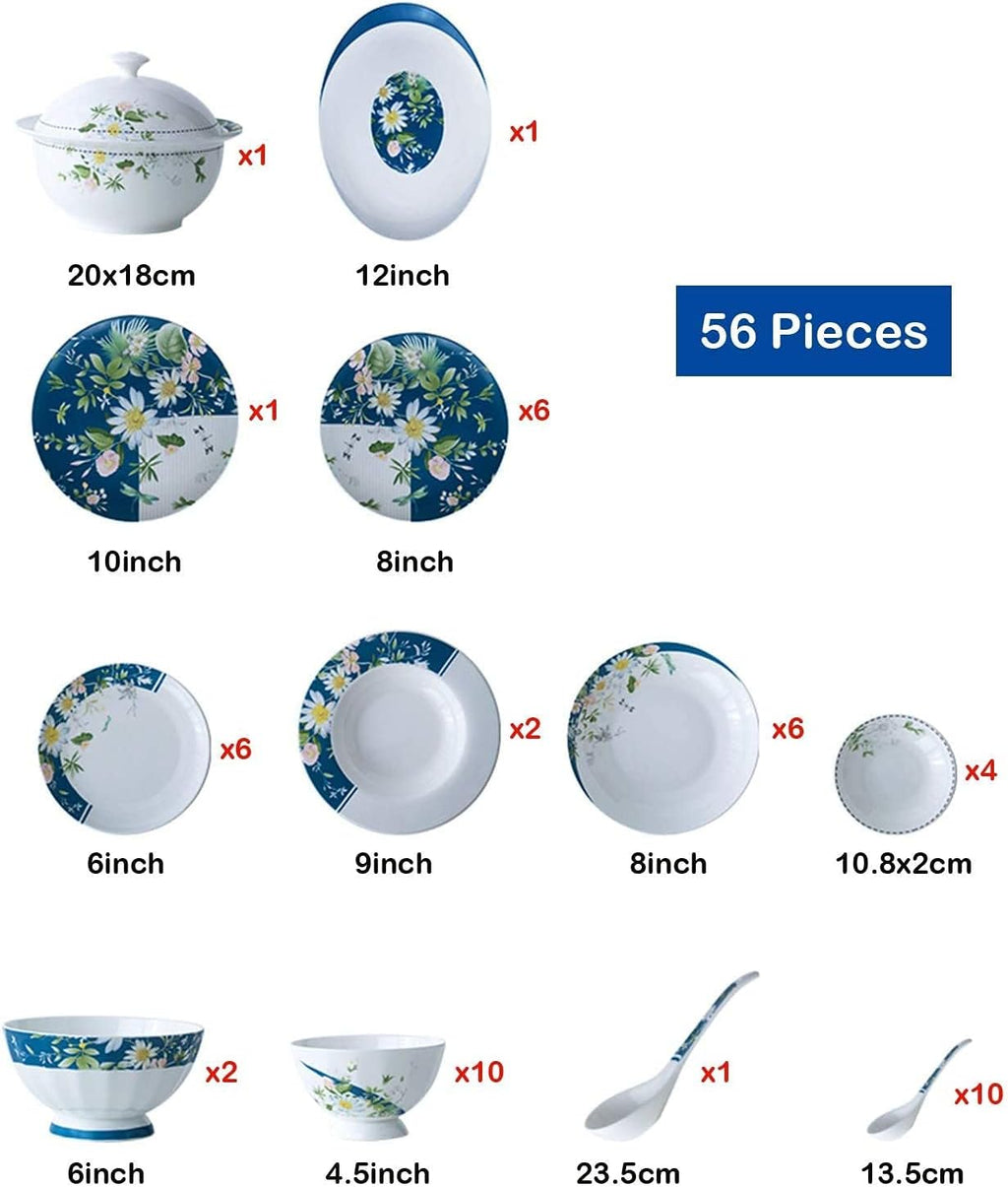 56-Piece Ceramic Bone China Dinnerware Set E403865