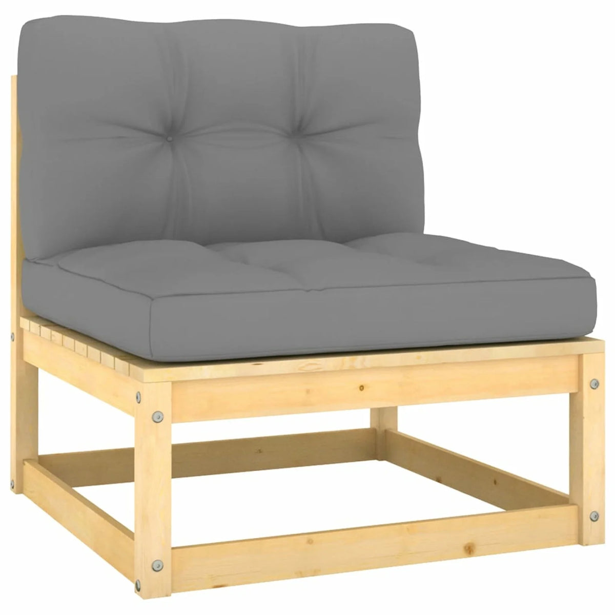12 Piece Gray Cushioned Pinewood Sectional Outdoor Furniture Set F766584