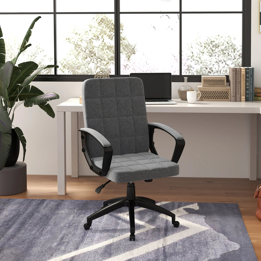 Gray Fluffy Home Office Chair with Adjustable Height V993647