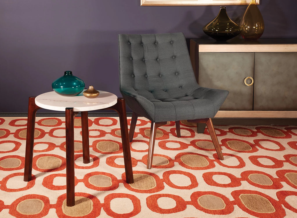Charcoal Fabric Tufted Chair with Coffee Legs Y950630