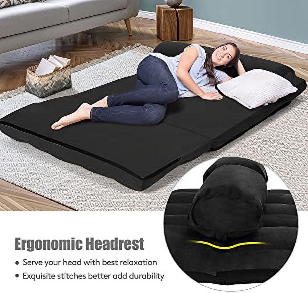 Foldable Floor Sofa with 2 Pillows & Suede Cloth Cover I99191