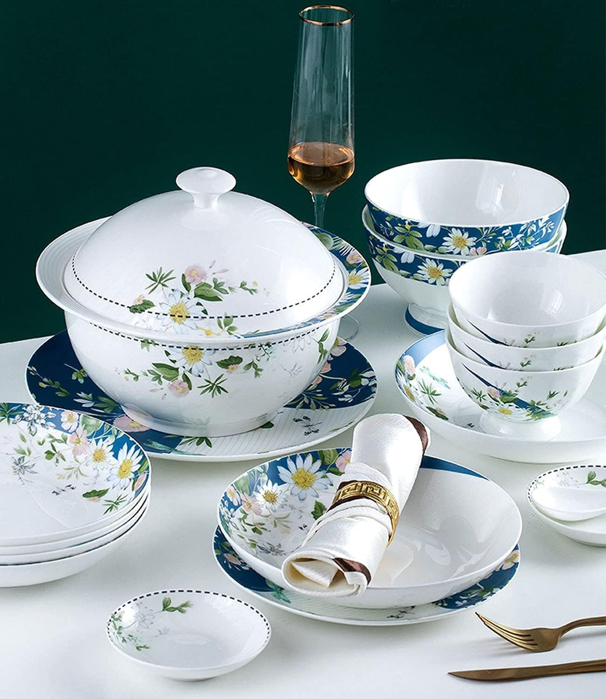 56-Piece Ceramic Bone China Dinnerware Set E403865
