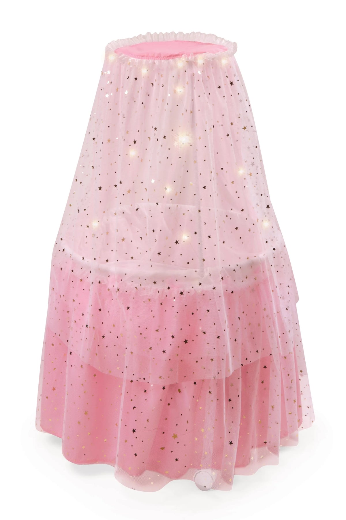 Pink Doll Bassinet with Canopy and Lights for 18 inch Dolls I38420