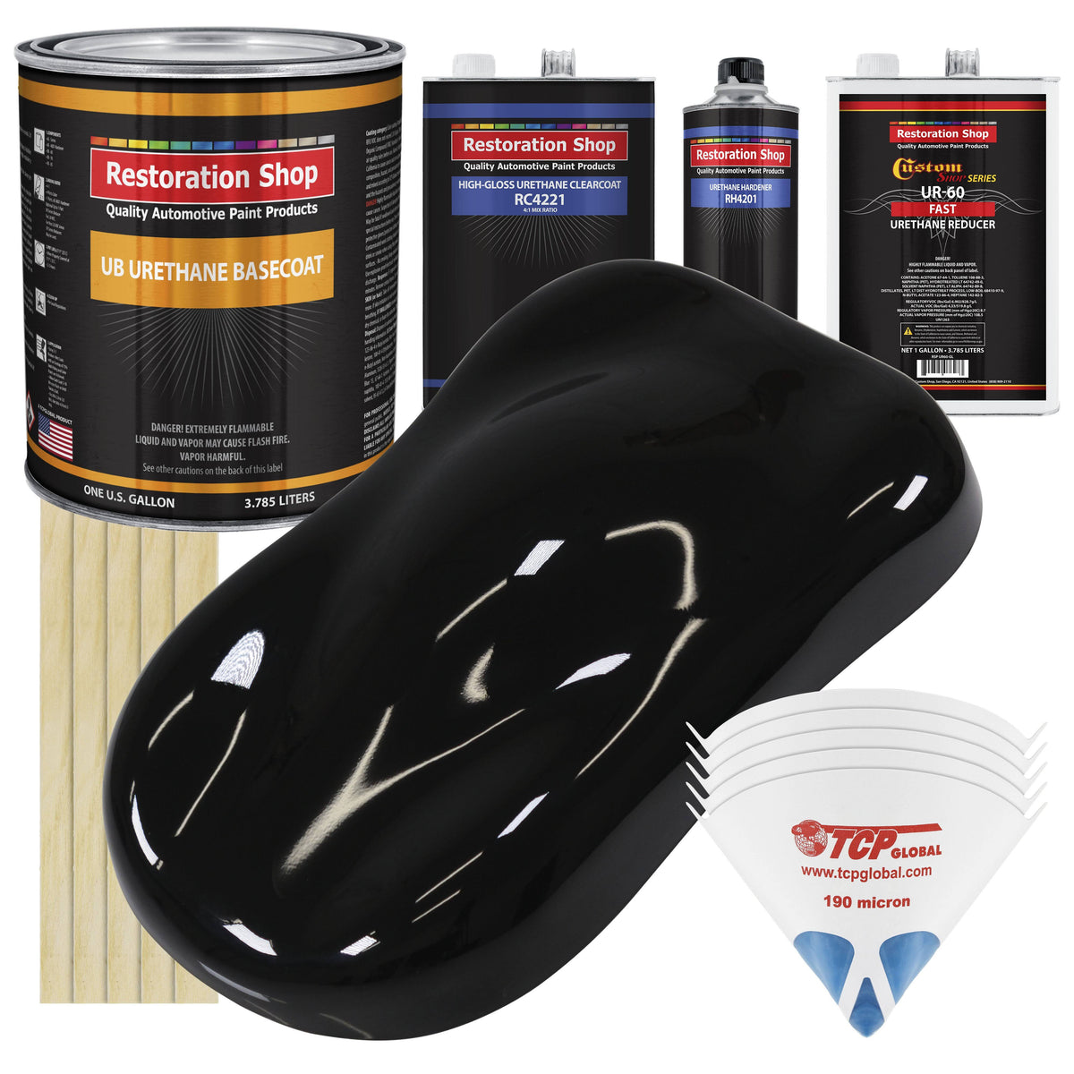 Black Gallon Urethane Basecoat Clearcoat Car Paint Kit A579