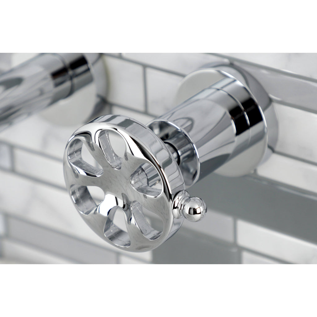 Brushed Nickel Two-Handle Wall Mount Bathroom Faucet A22127