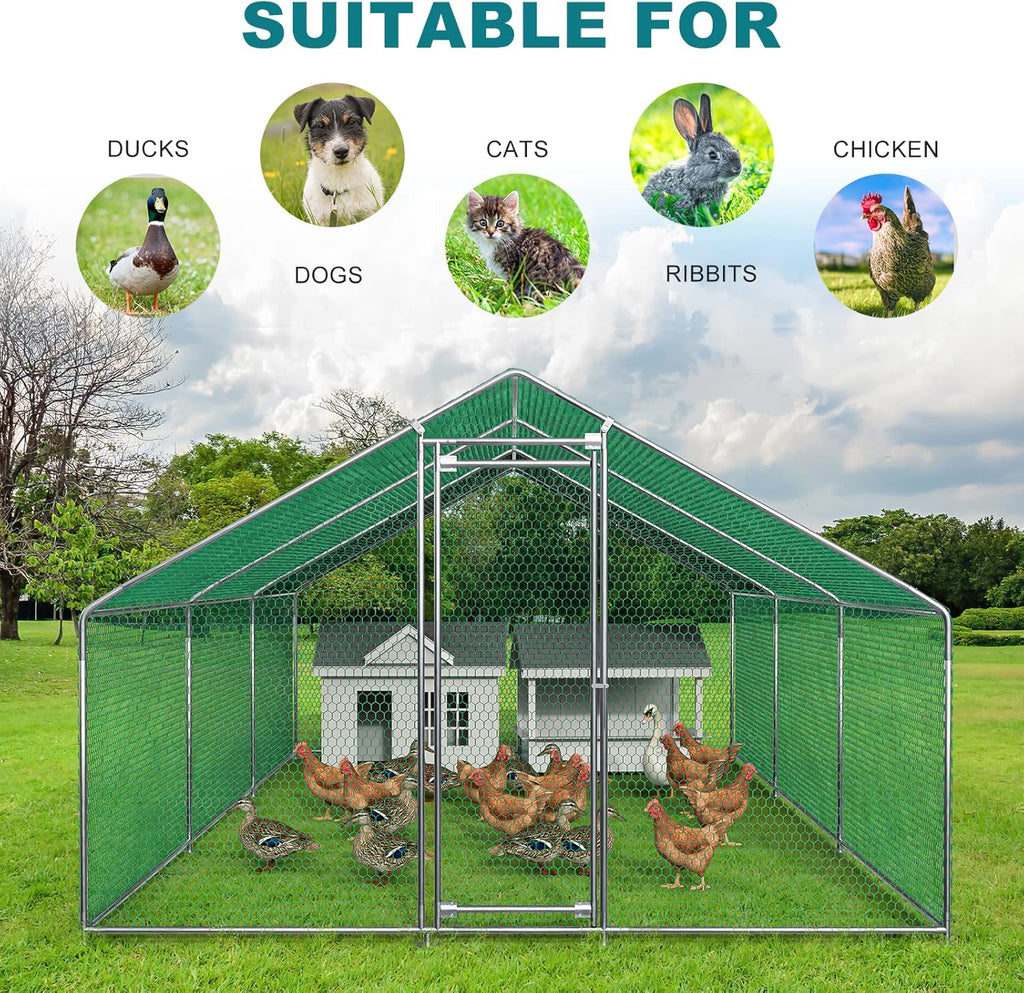 Metal Chicken Coop Galvanized Steel Walk-in Poultry Cage Z977848