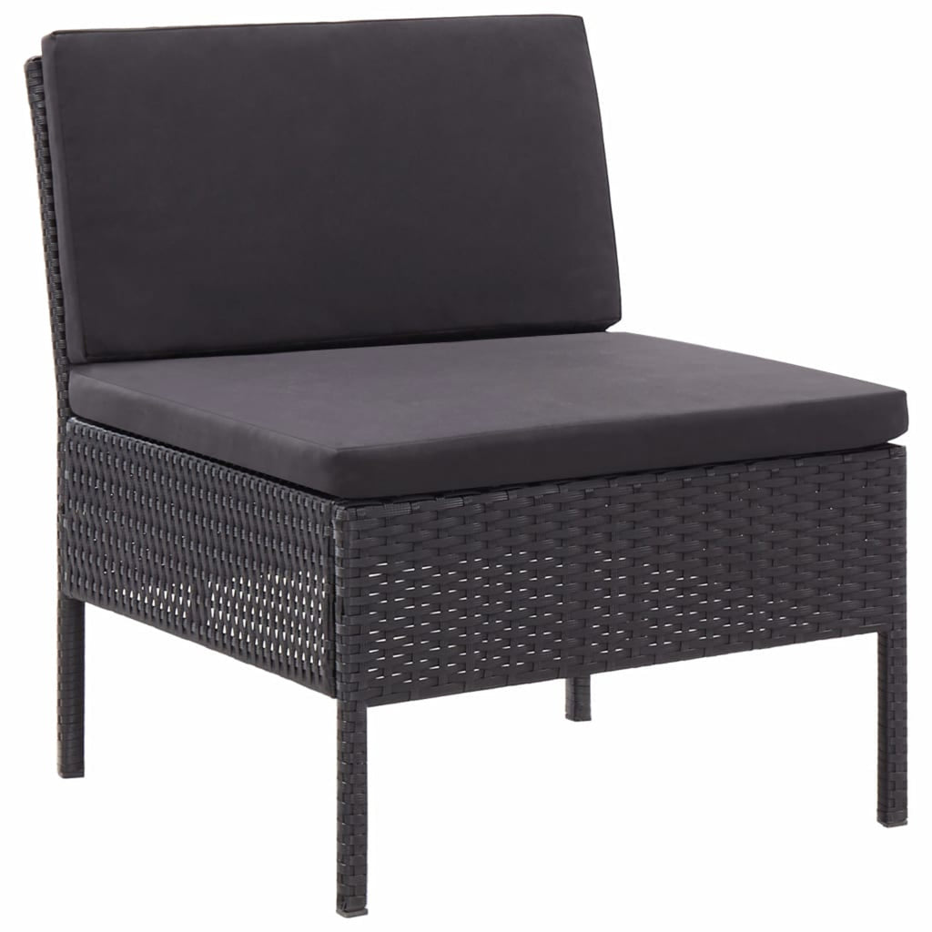 3 Piece Poly Rattan Outdoor Sectional Sofa Set with Cushions Steel Frame H2465