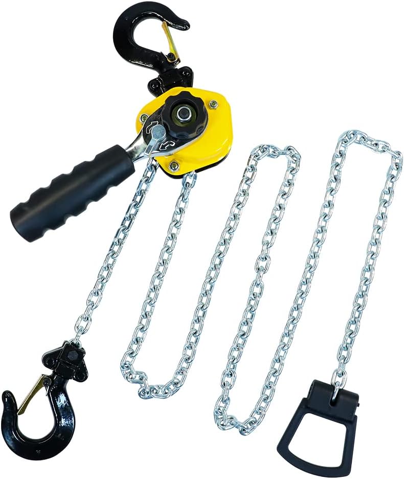550LBS Manual Lever Chain Hoist 5 Feet Lift G80 Chain with Hook Pack of 2 I3081