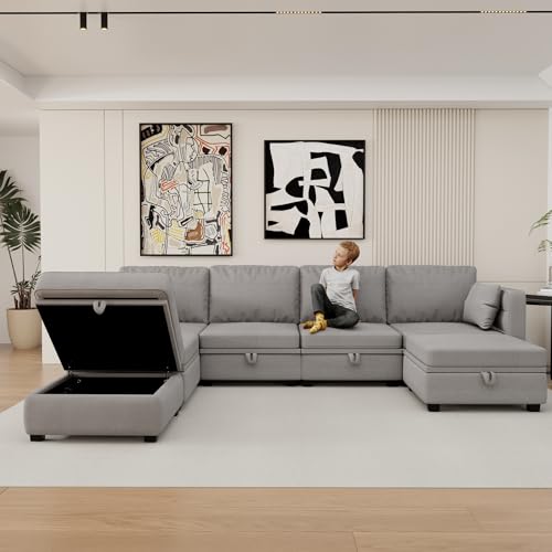 Navy U Shaped Sectional Sofa with Storage I8606