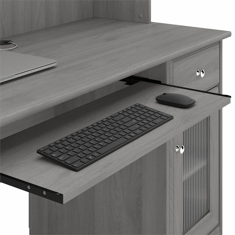 Small Computer Desk with Hutch and Keyboard Tray, 48W, Gray E142794