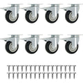 8 Pack 4 inch Swivel Plate Caster Wheels with Brake P41564