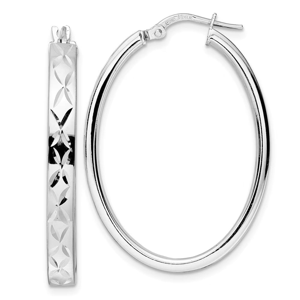 925 Sterling Silver Oval Hoop Earrings R35230