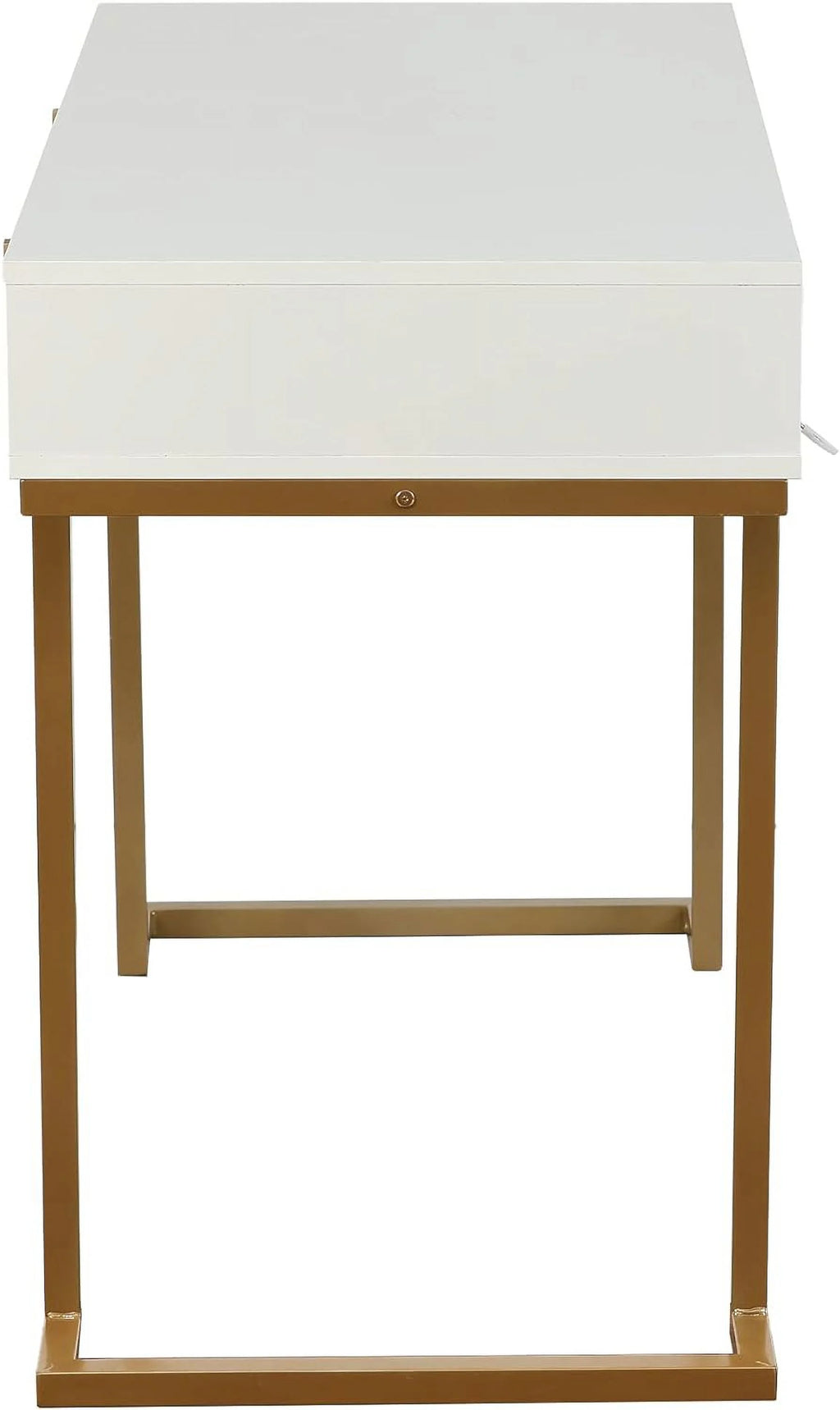 White Gold 2 Drawer Wood Metal Desk I135436