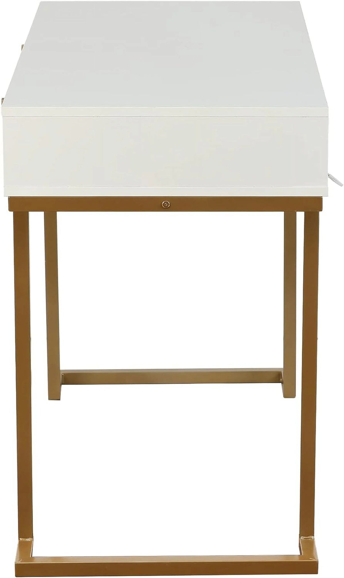 White Gold 2 Drawer Wood Metal Desk I135436