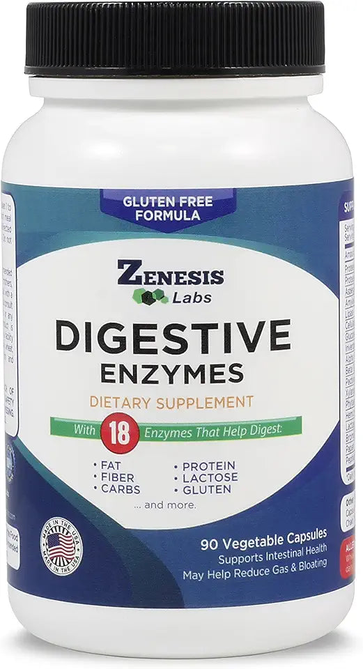 Digestive Enzymes with Amylase, Bromelain, Protease, Lipase, 90 Capsules Y690