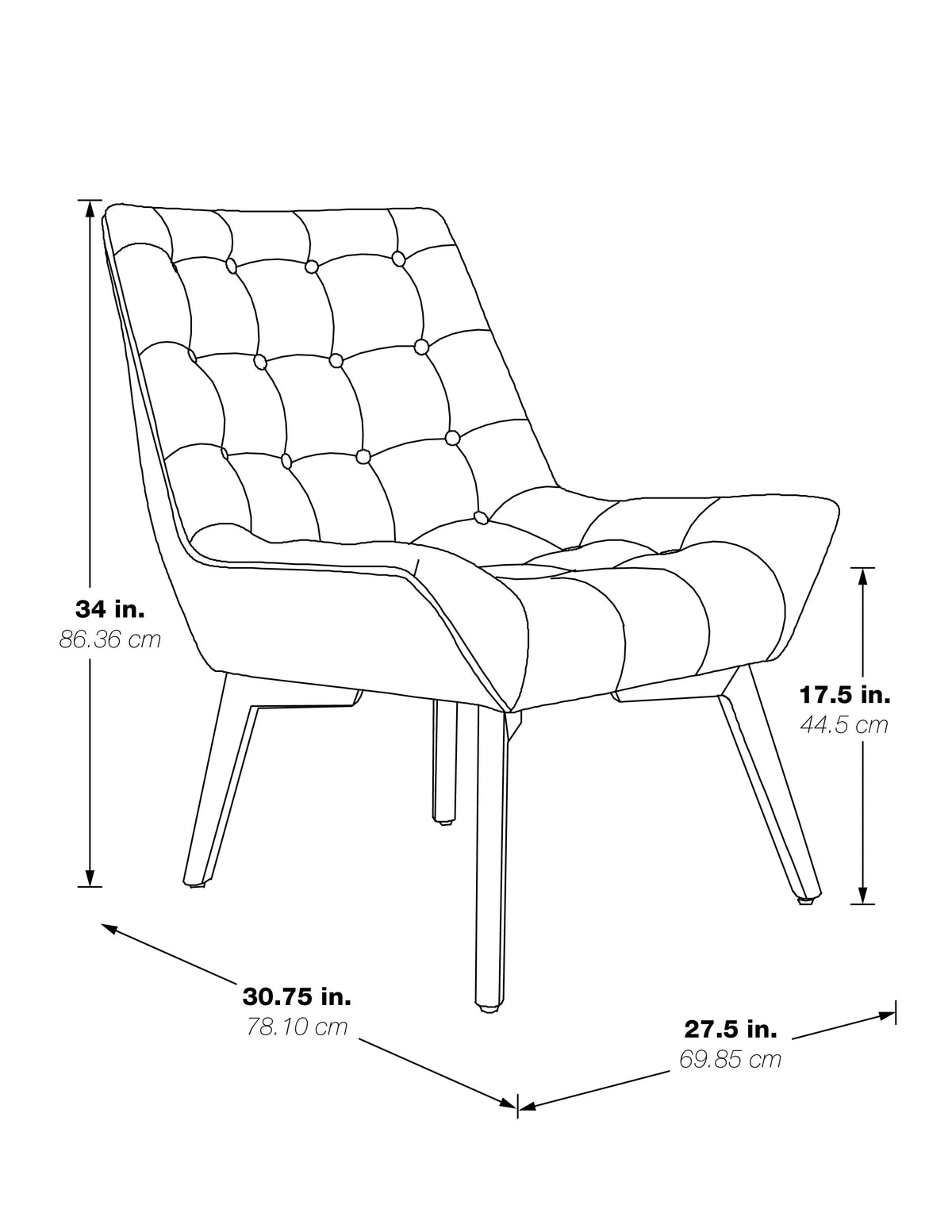 Charcoal Fabric Tufted Chair with Coffee Legs Y950630
