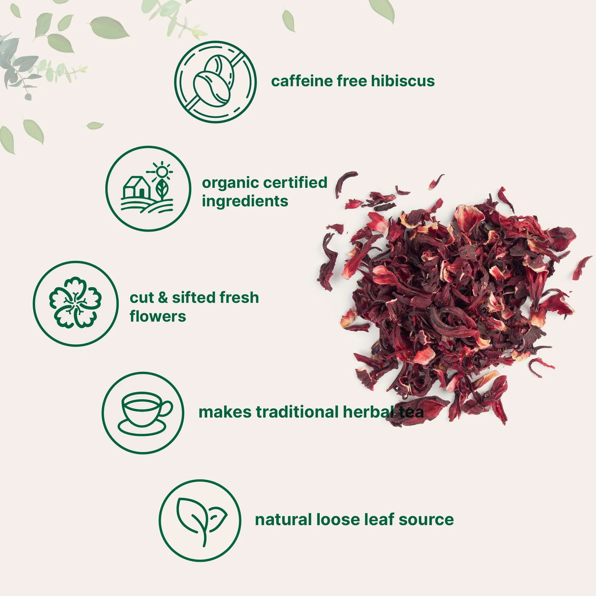 Organic Hibiscus Flowers, 2lbs, Cut & Sifted Dried Leaves U7423