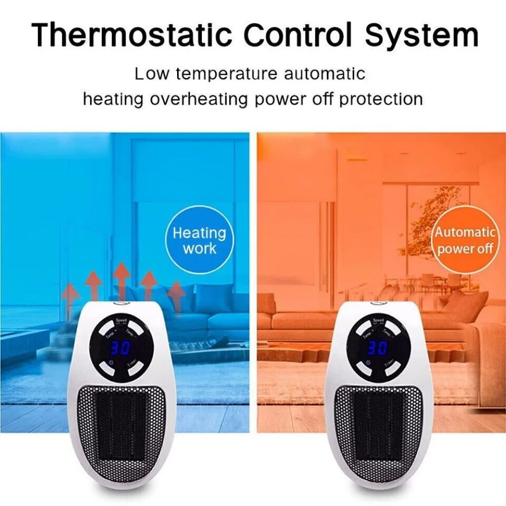 500W Portable Electric Space Heater with Adjustable Thermostat and Programmable Timer H665