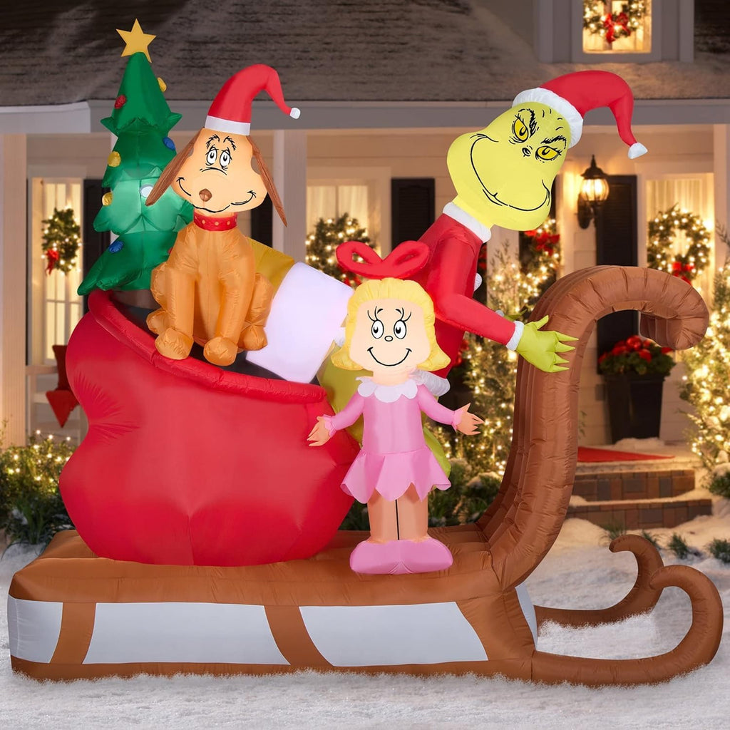 9FT Airblown Inflatable Grinch Scene Christmas Decor U642