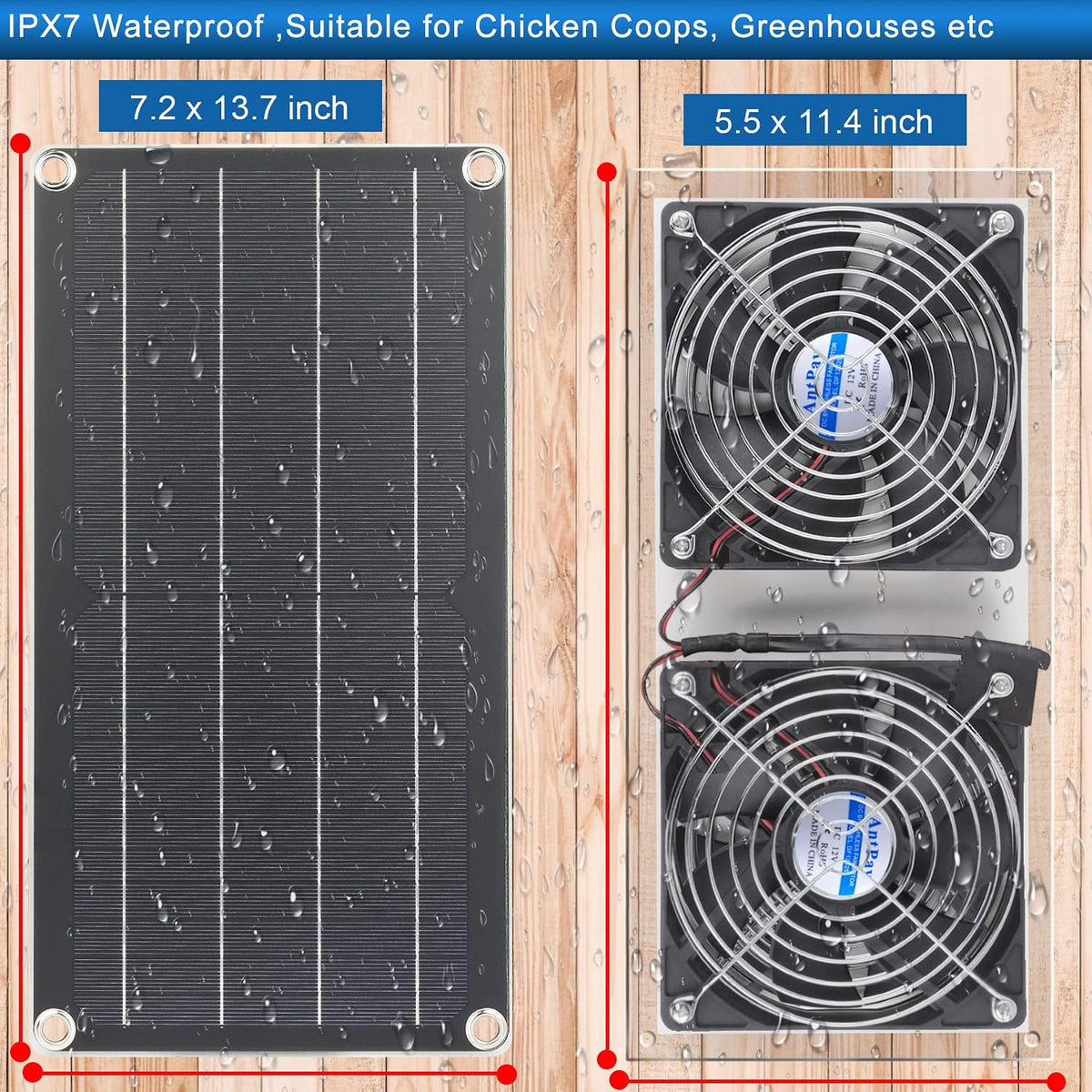 10W Weatherproof Dual Fan Solar Panel Fan Kit S1330