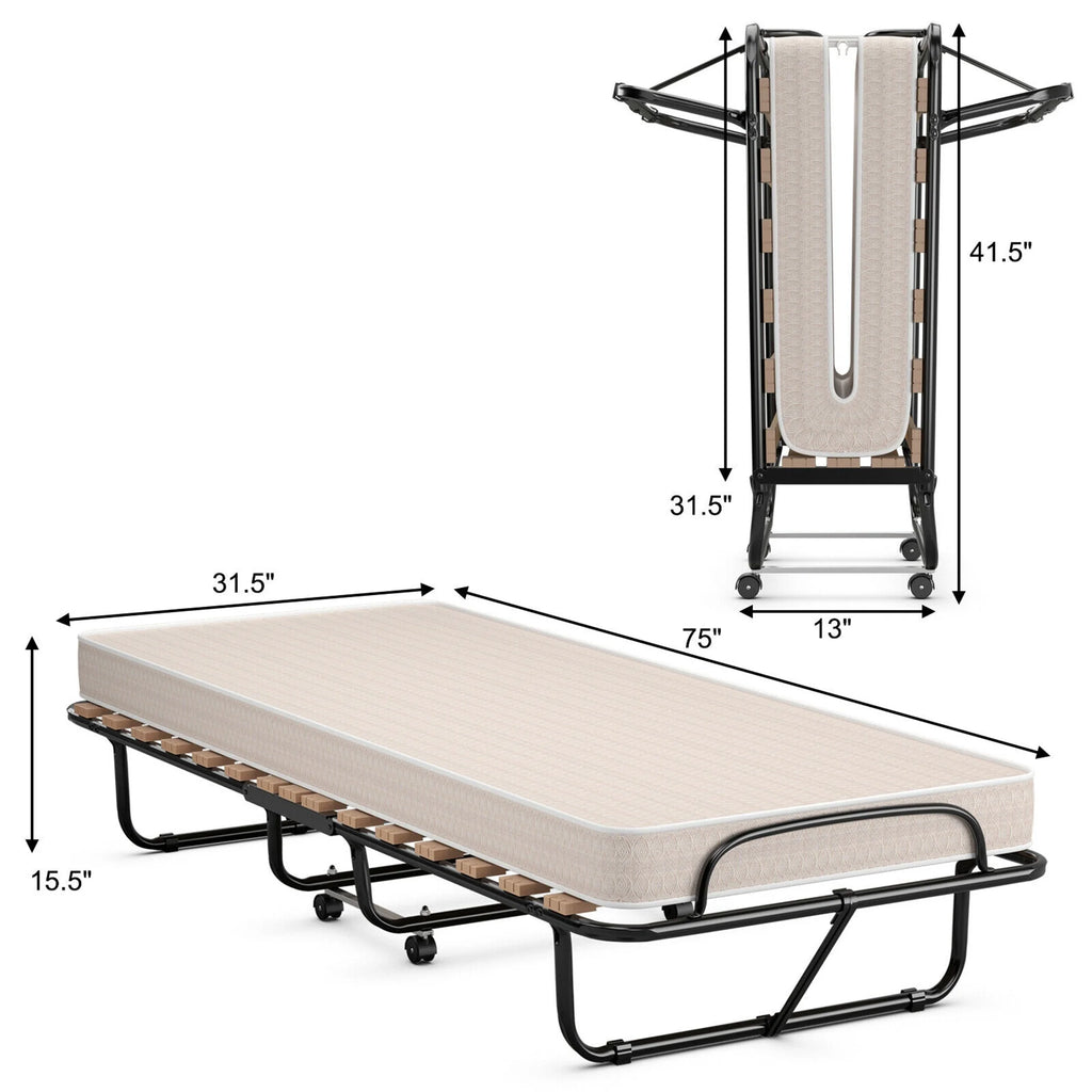 Folding Bed with Memory Foam Mattress D40719