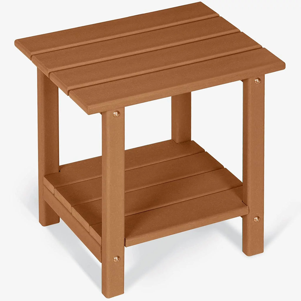 2-Tier HDPE Weather Resistant Round Outdoor Side Table Q256697