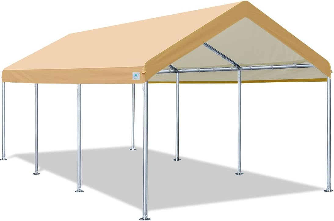 Adjustable 10x20 ft Heavy Duty Carport Canopy, Green J474715