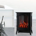 Electric Fireplace Stove with 3D Flame, Metal Black 1500W 750W Z423