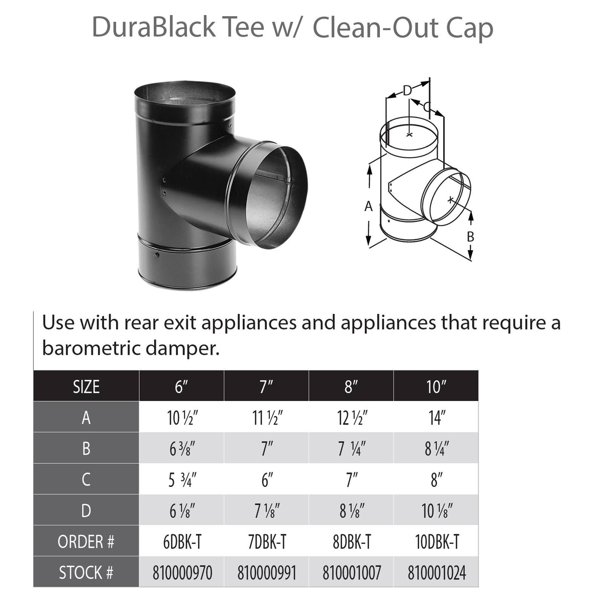 10x22 DuraBlack Tee with Clean-Out Cap D586755