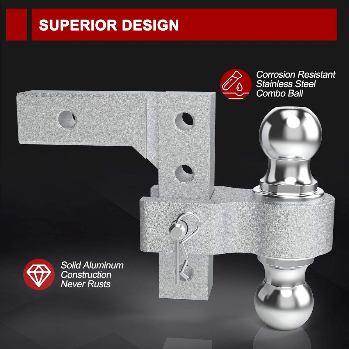 Adjustable Trailer Hitch Dual Ball Mount 5,000 LBS Capacity A572621