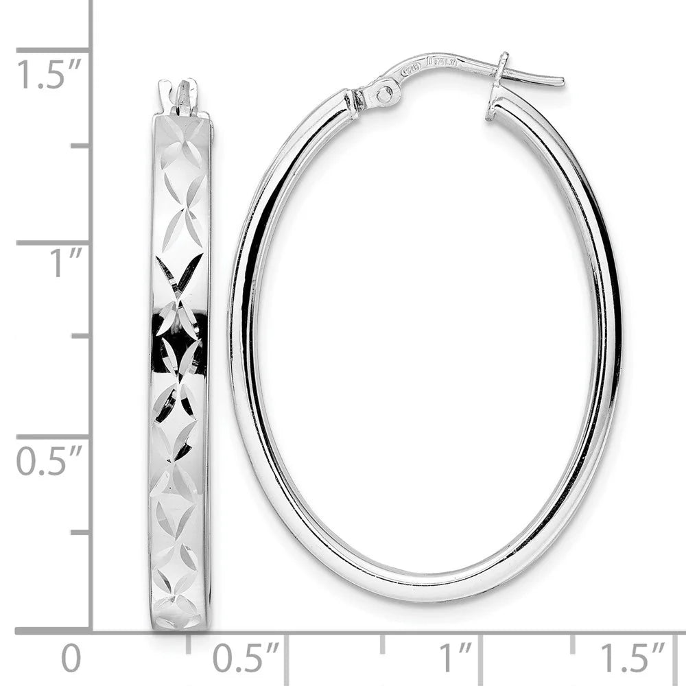 925 Sterling Silver Oval Hoop Earrings R35230