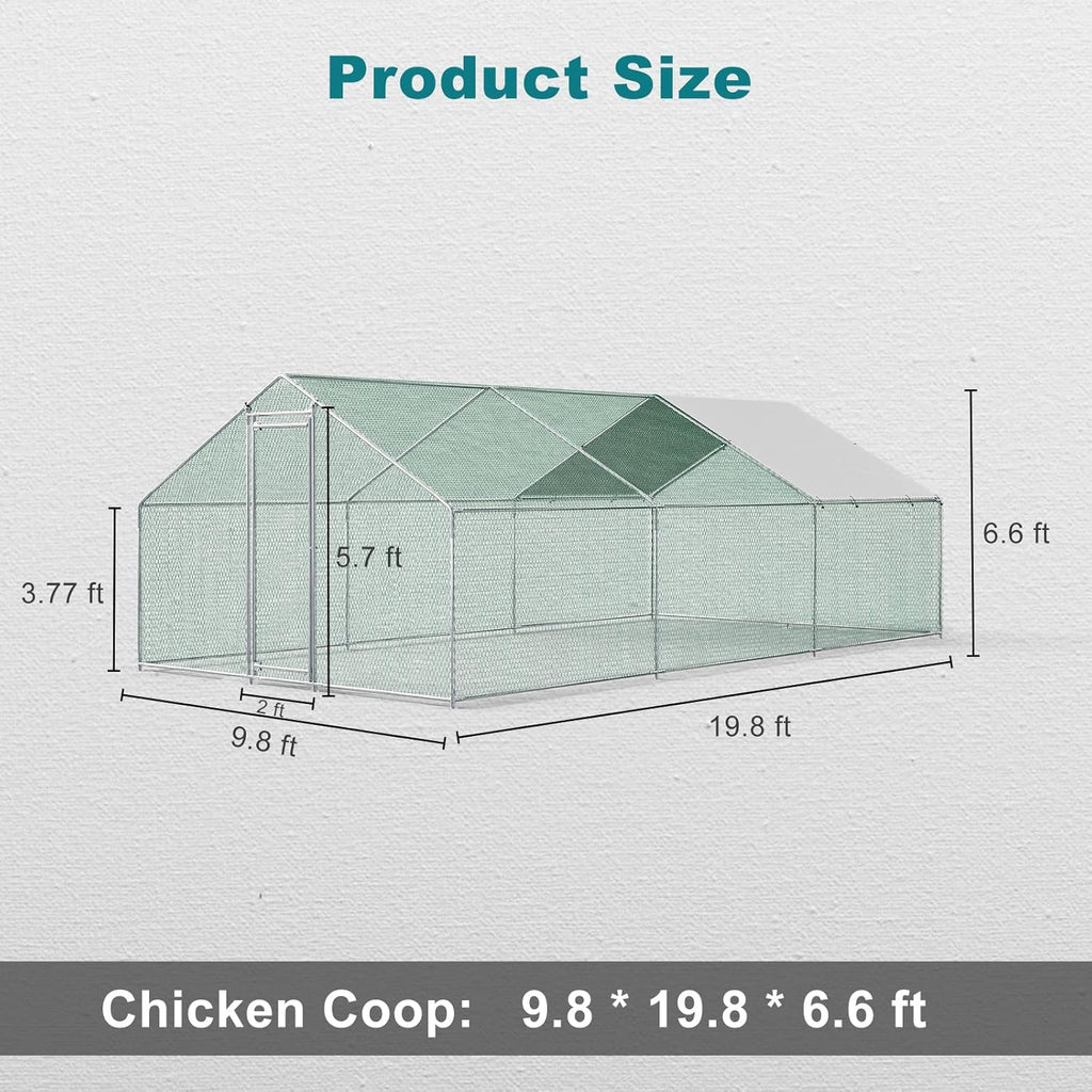 Metal Chicken Coop Galvanized Steel Walk-in Poultry Cage Z977848
