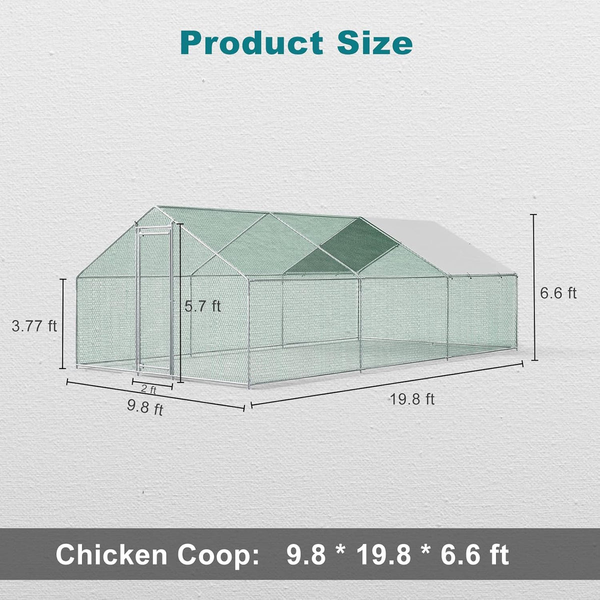 Metal Chicken Coop Galvanized Steel Walk-in Poultry Cage Z977848
