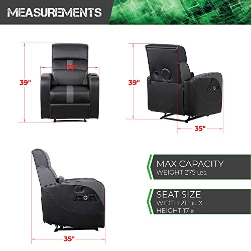 Black Recliner Gaming Chair with Bluetooth Audio System and Footrest K9289