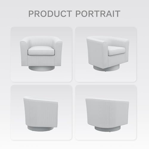Beige Upholstered Swivel Accent Chair with Ottoman K5916