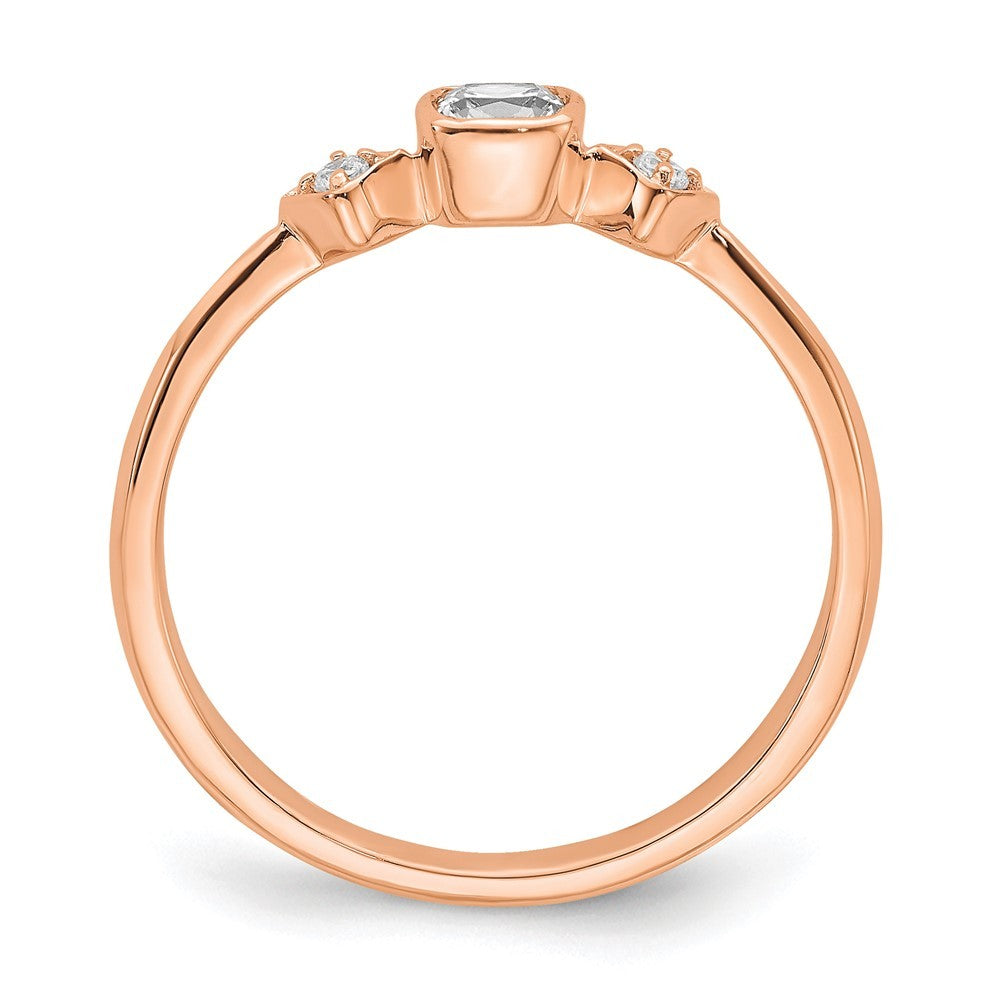 14k Rose Gold Petite Cushion Diamond Ring Size 7.00 L959