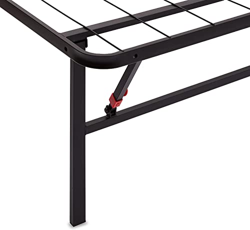 Black Twin Size Foldable Metal Platform Bed Frame with Storage Y2572