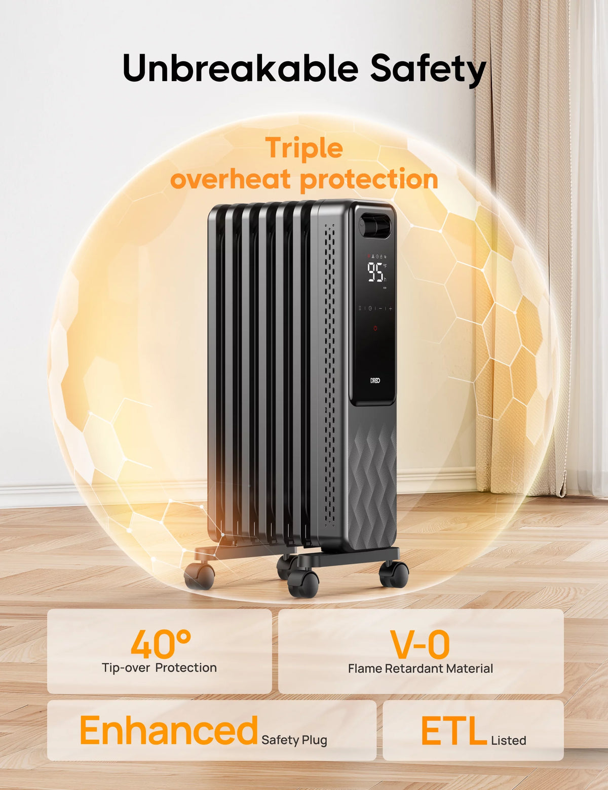 1500W Oil Filled Radiator Heater with Remote F7225