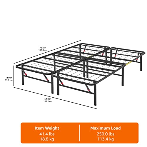 Black Twin Size Foldable Metal Platform Bed Frame with Storage Y2572