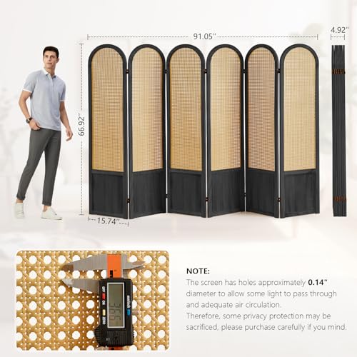 4 Panel Folding Rattan Room Divider X6437
