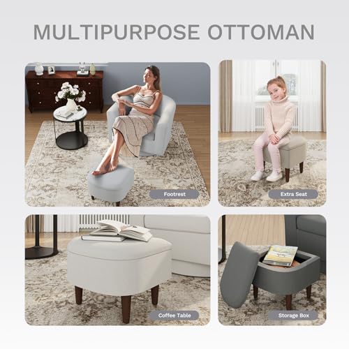 Beige Upholstered Swivel Accent Chair with Ottoman K5916