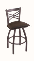 Pewter Swivel Stool with Rein Coffee Seat L2677