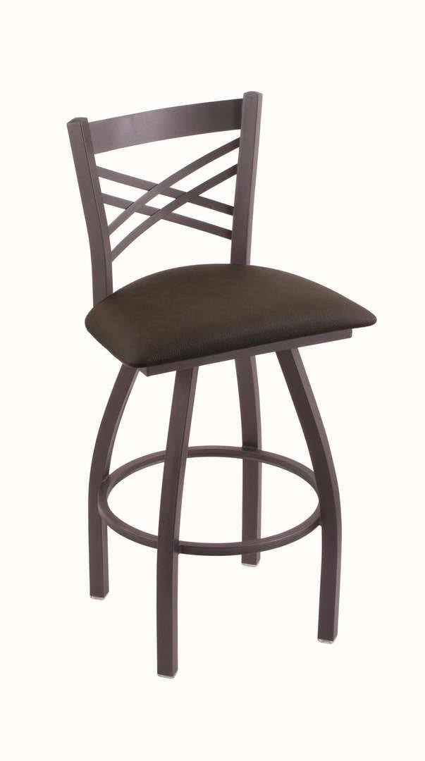 Pewter Swivel Stool with Rein Coffee Seat L2677