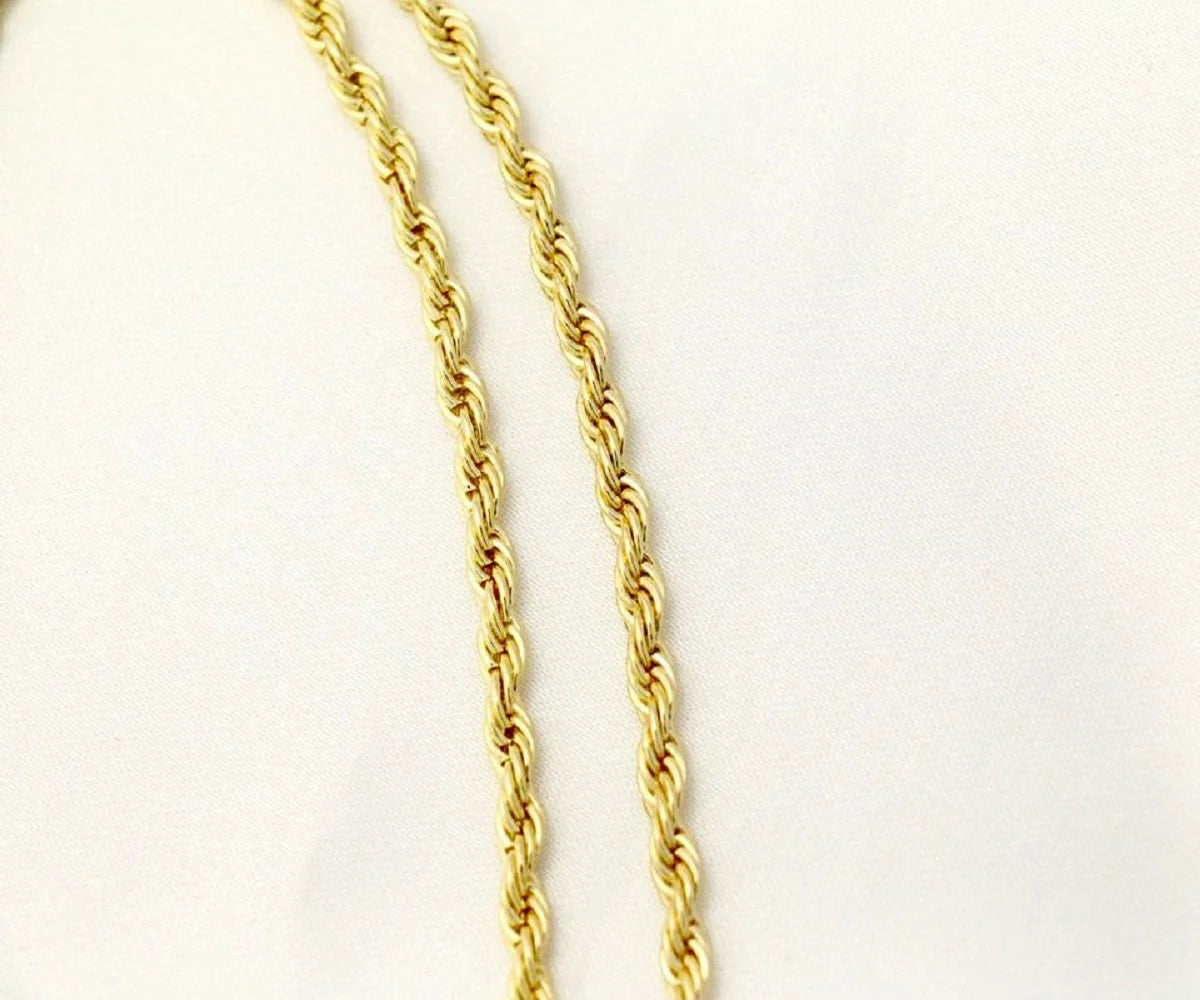 14K Bonded Gold Rope Chain Necklace with Horse Charm and Gift Box/Bag Q17269