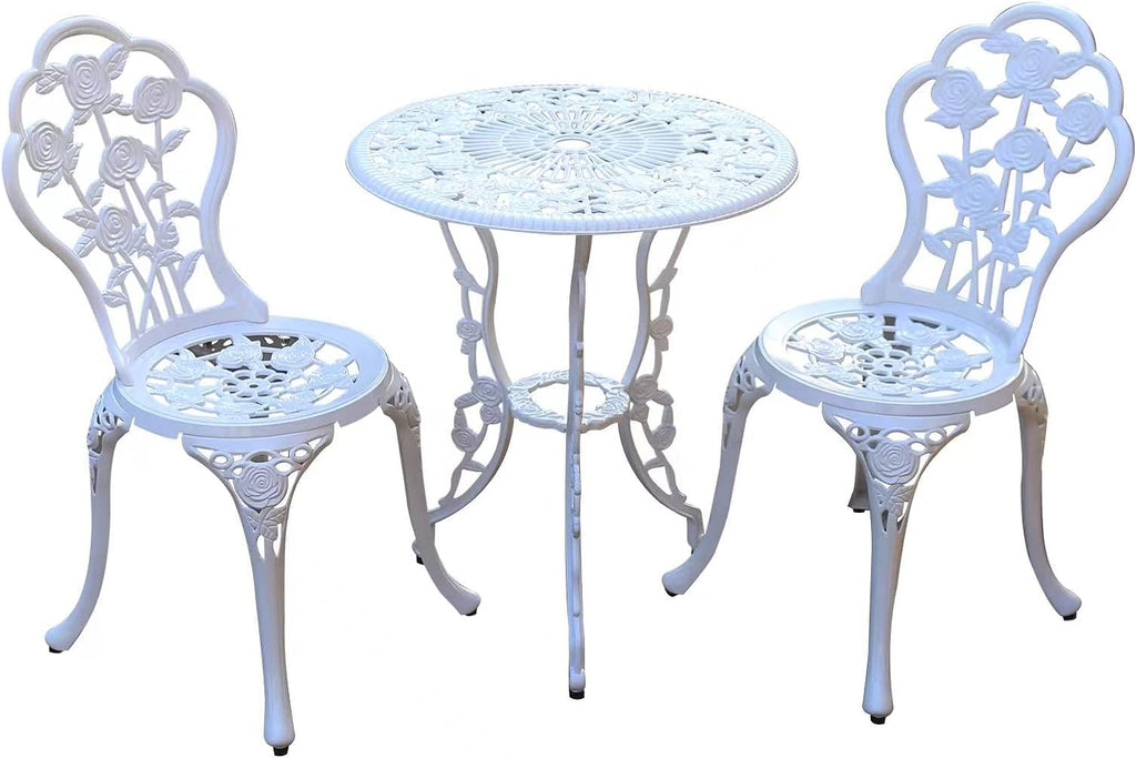 Cast Aluminum Bistro Table Set with Umbrella Hole O260644