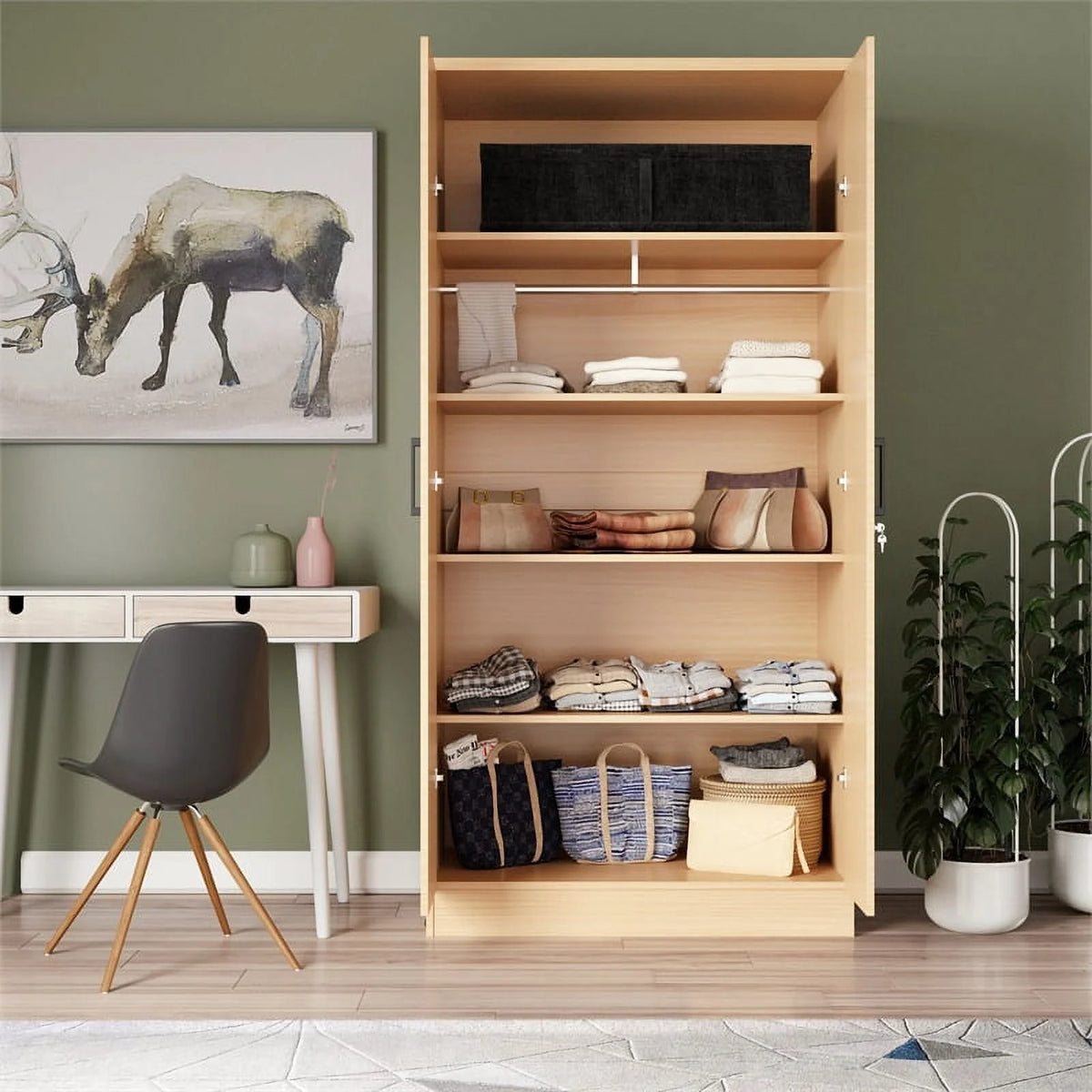 Two Door Armoire Wardrobe with Mirror G521