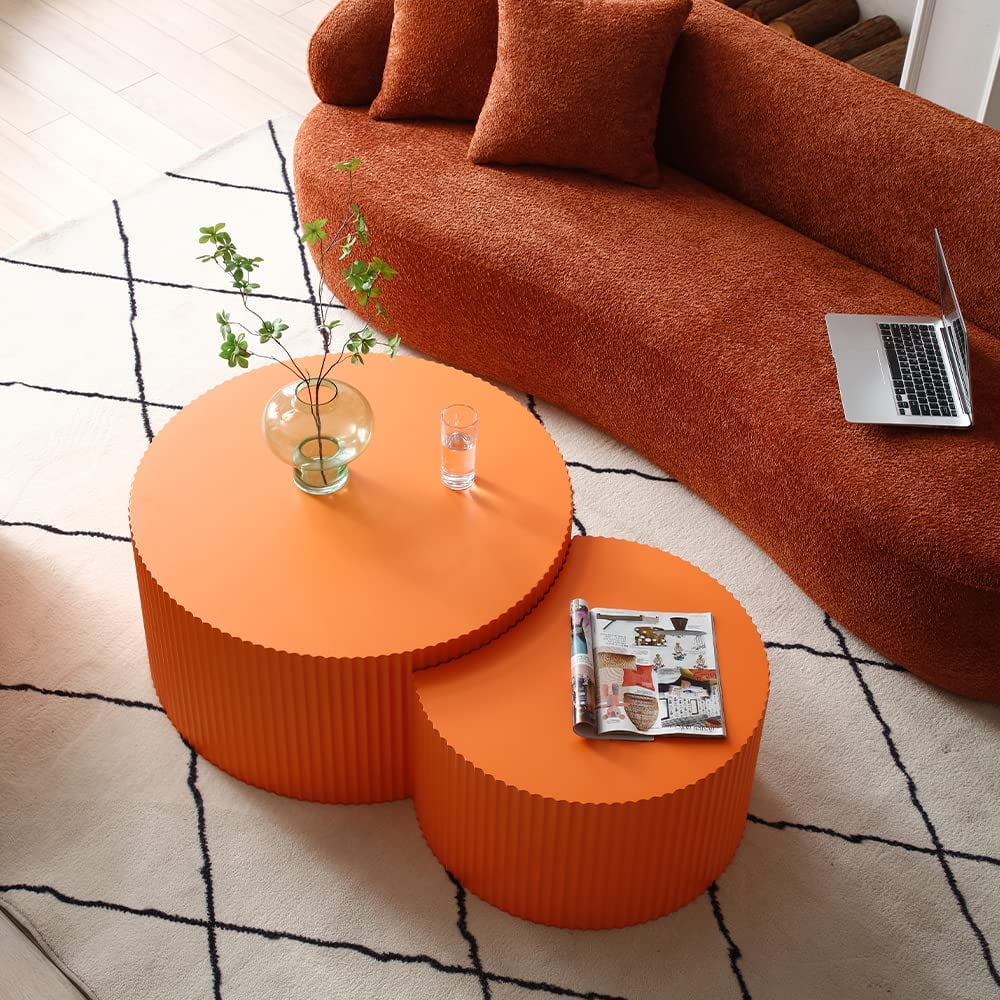 Black Round Wooden Nesting Coffee Table Set of 2 T7463